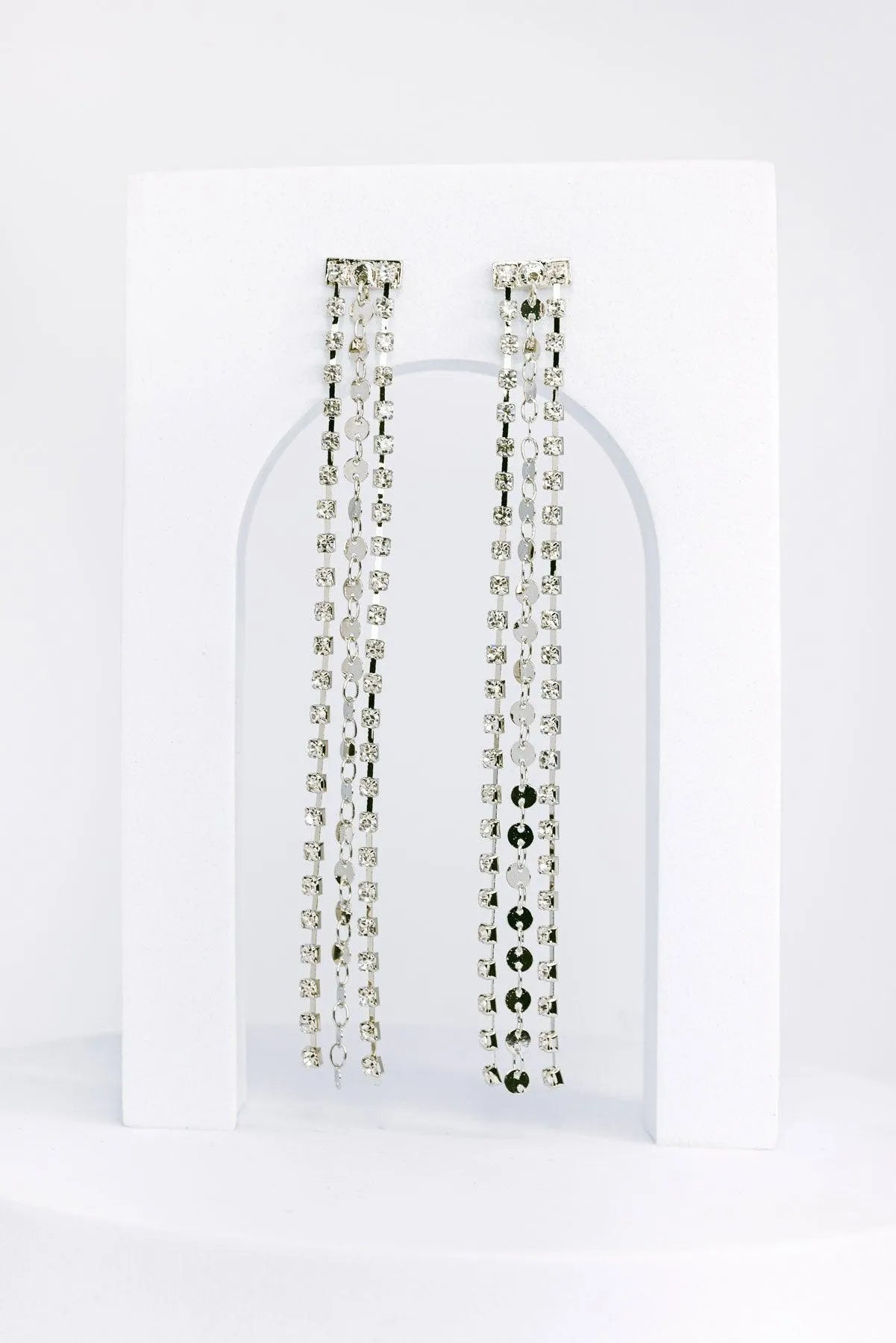 Dainty 3 Layer Tassel Rhinestone Crystal Fringe Earring