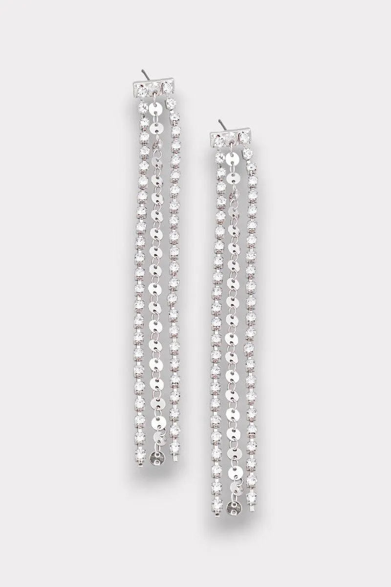 Dainty 3 Layer Tassel Rhinestone Crystal Fringe Earring