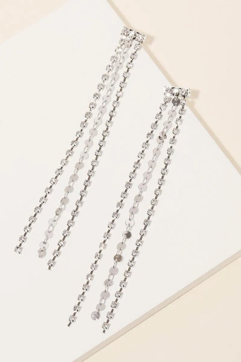 Dainty 3 Layer Tassel Rhinestone Crystal Fringe Earring