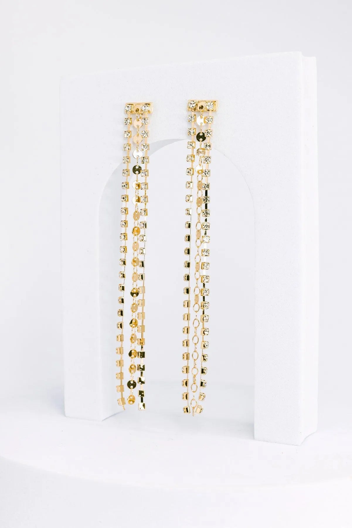 Dainty 3 Layer Tassel Rhinestone Crystal Fringe Earring
