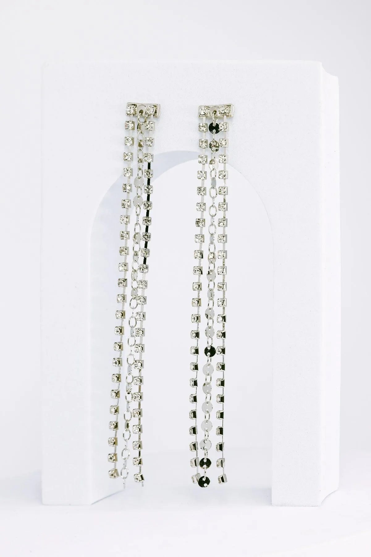 Dainty 3 Layer Tassel Rhinestone Crystal Fringe Earring
