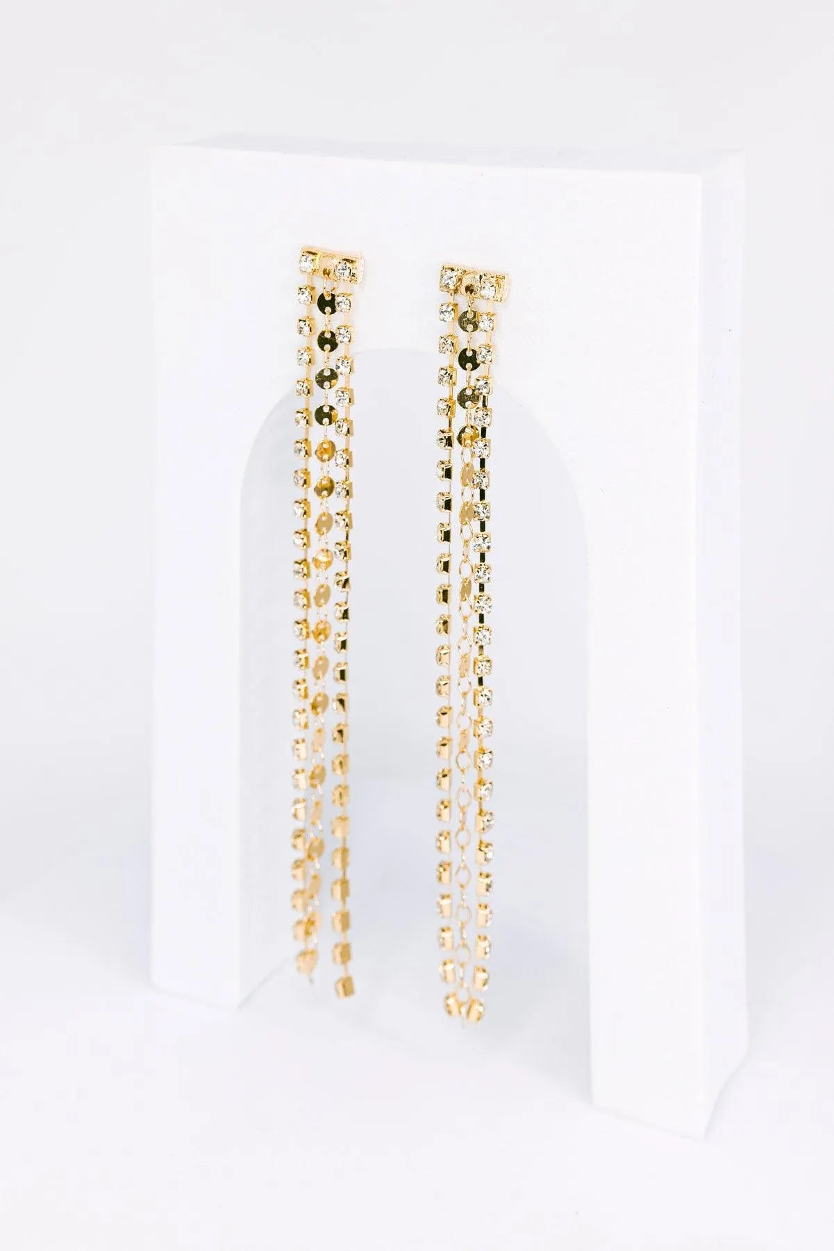 Dainty 3 Layer Tassel Rhinestone Crystal Fringe Earring